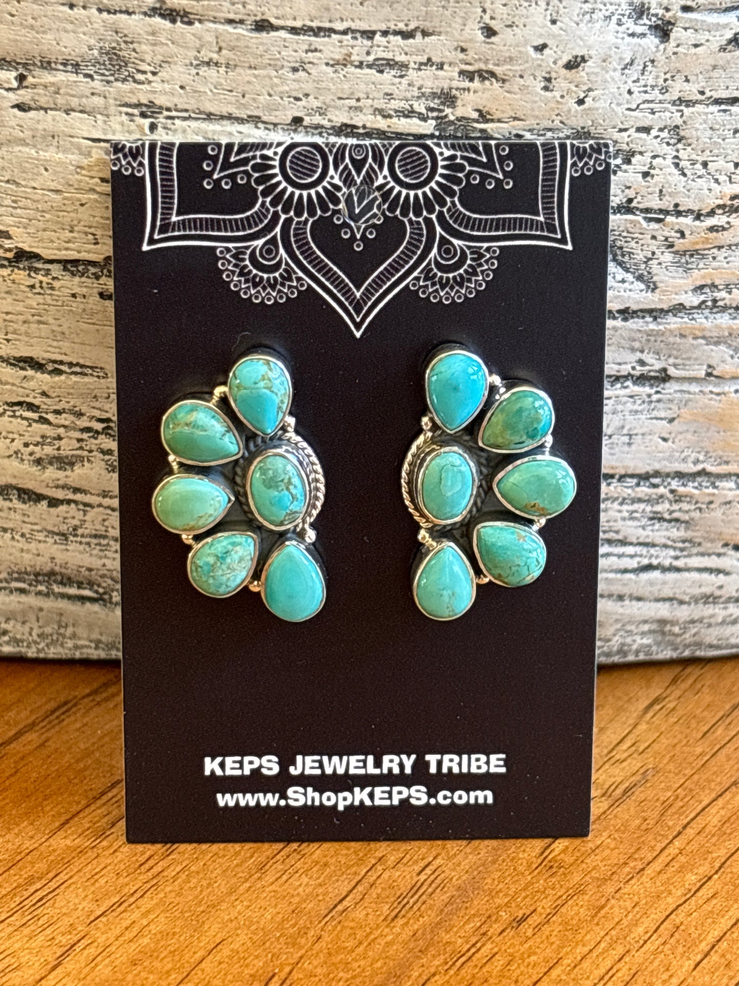 Turquoise half cluster earrings
