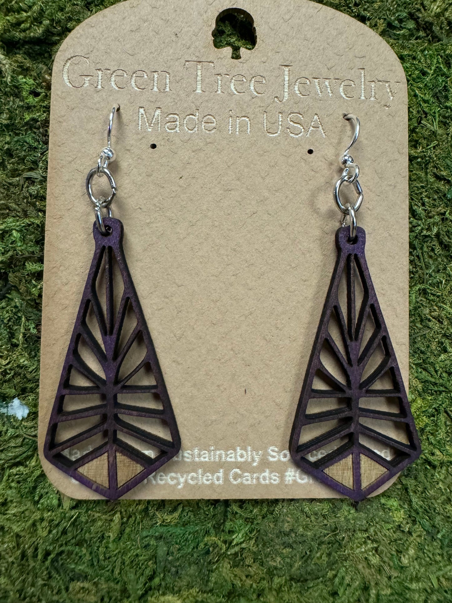 Green Tree Earrings | Geometric Shapes