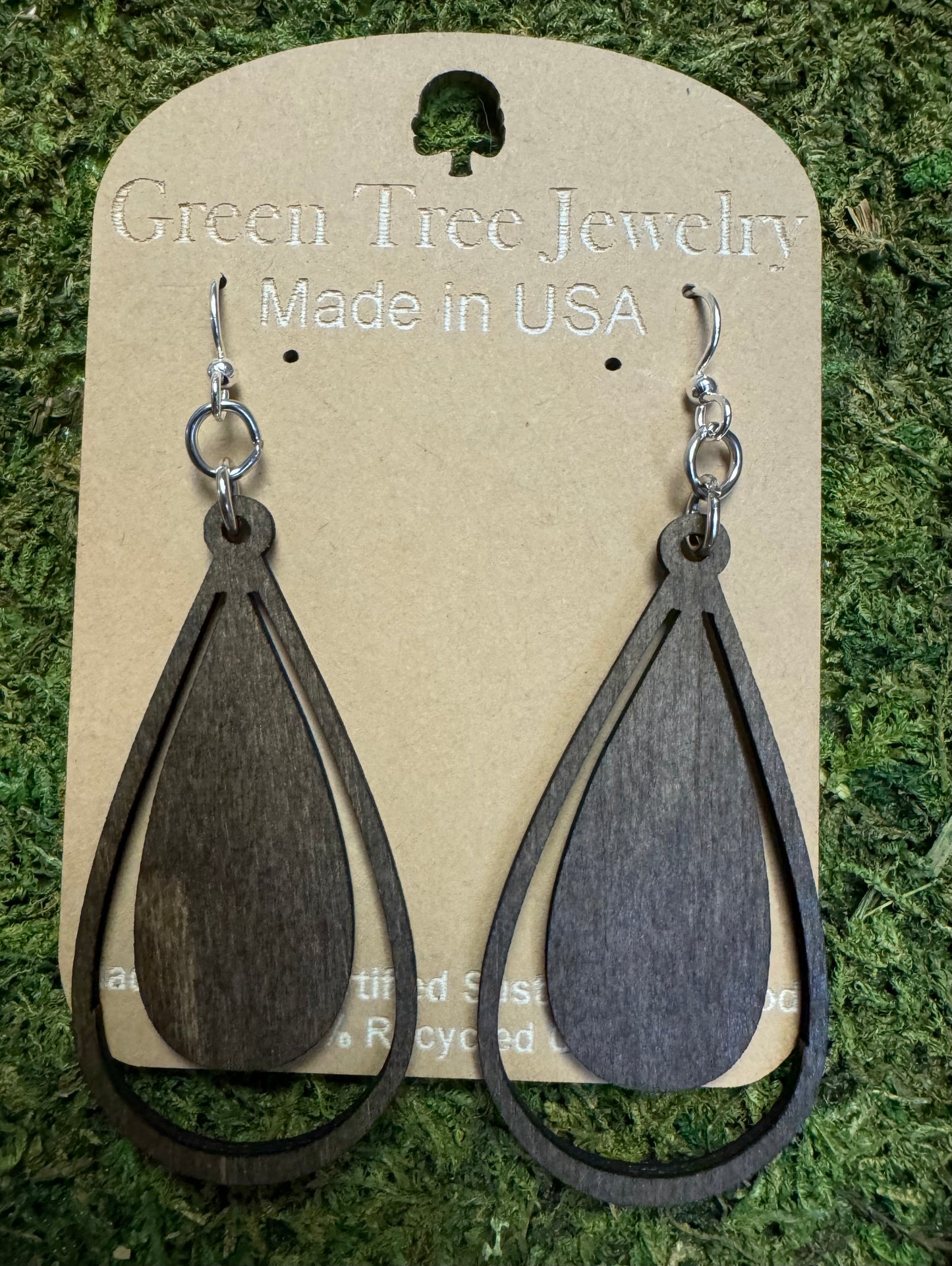 Green Tree Earrings | Geometric Shapes