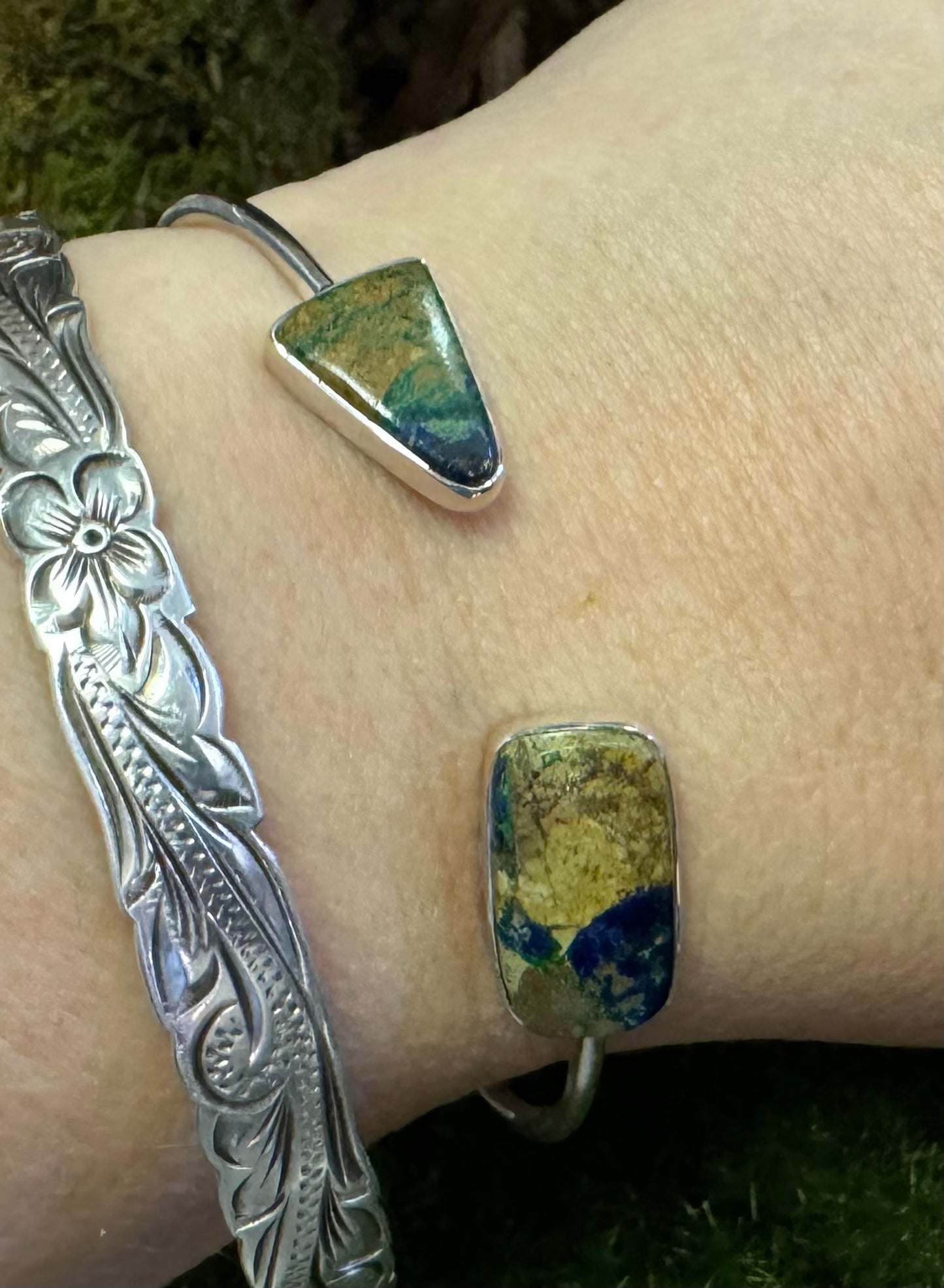 Azurite & Malachite Silver Bracelet 010