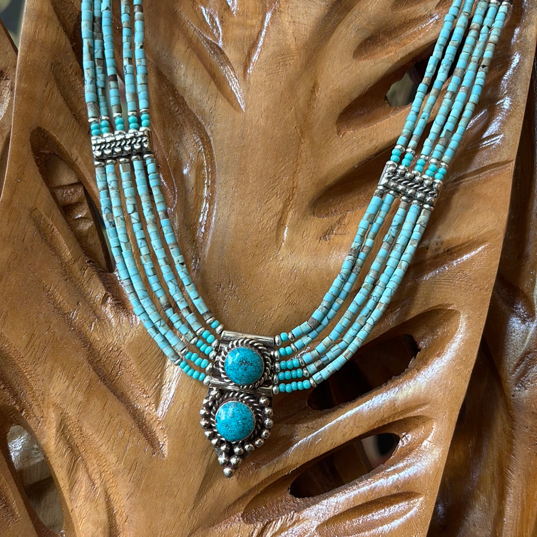 Tibetan Silver & Turquoise Necklace