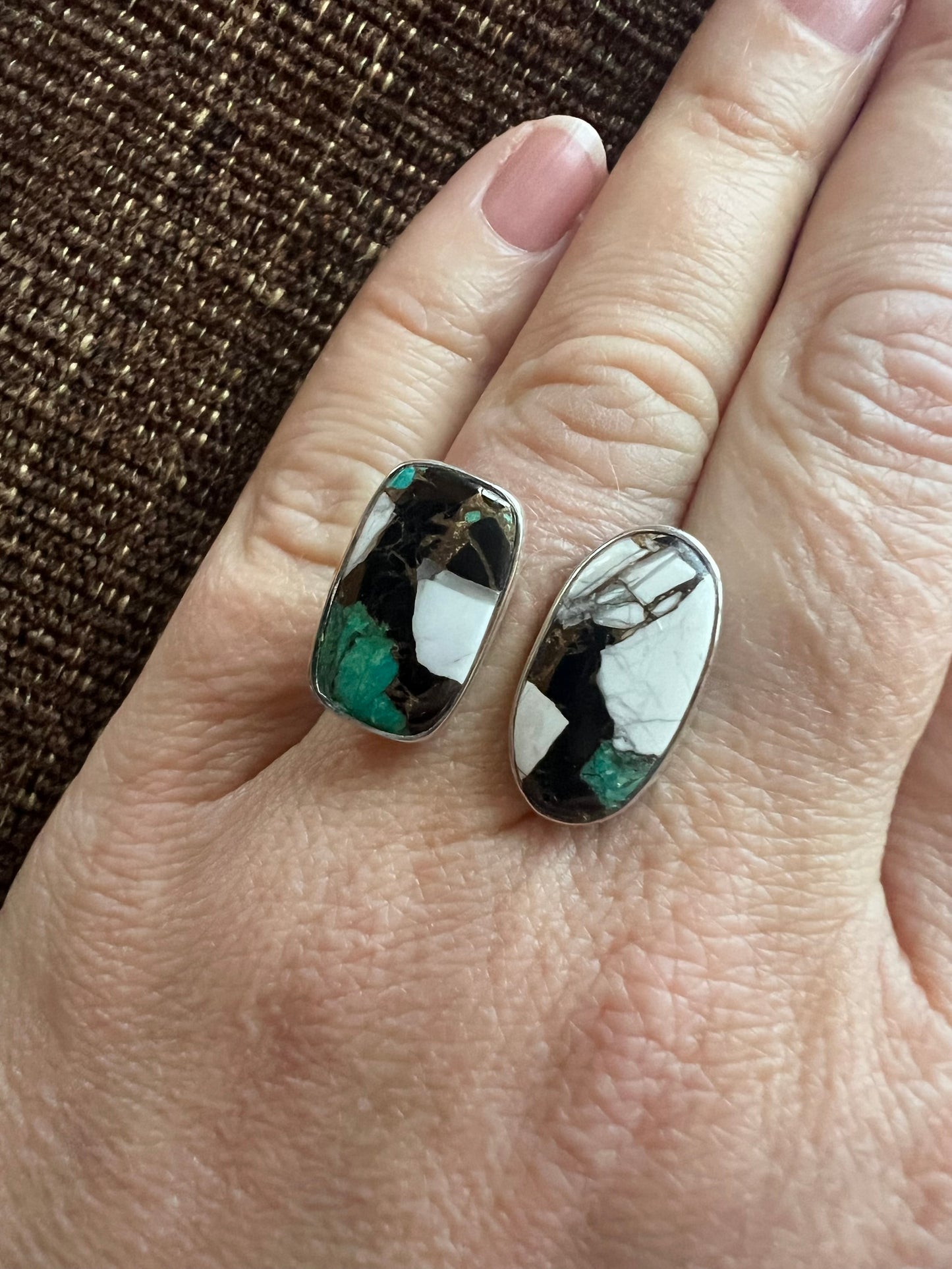 Howlite Chrysocolla Ring | Adjustable