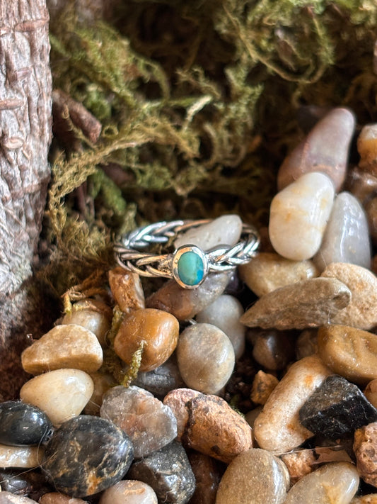 Native Eternity Braided Sonoran Gold Turquoise Ring | Size 5.75