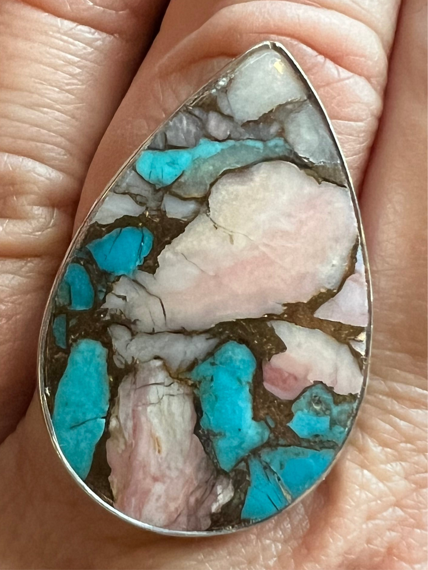 Pink Opal Turquoise Ring | Adjustable