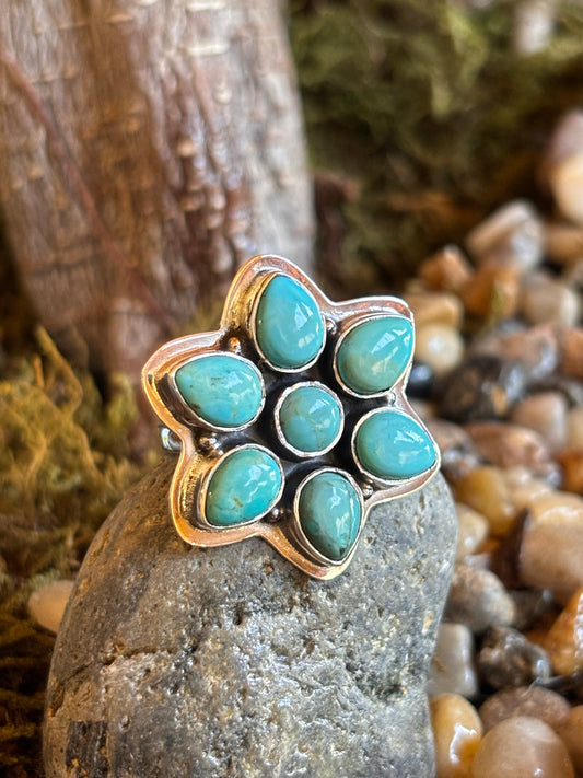 Turquoise Cluster Ring | Adjustable
