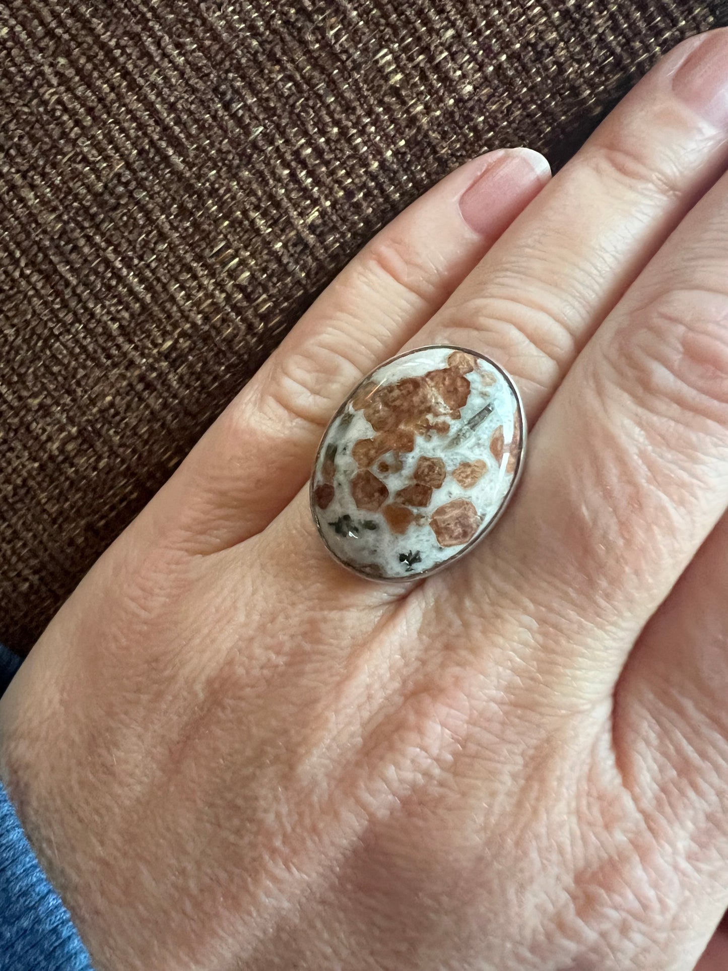 Garnet Limestone Ring | Size 7