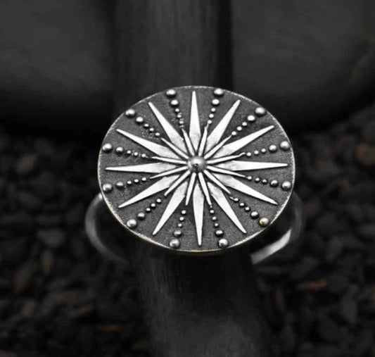 Sun Mandala Silver Ring