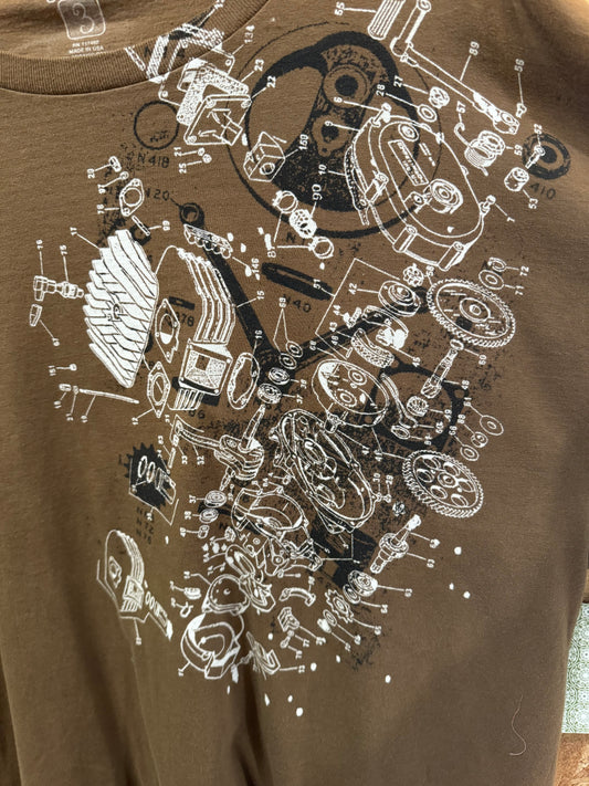 Engine Schematic Tshirt | Green 3 Apparel 2XL