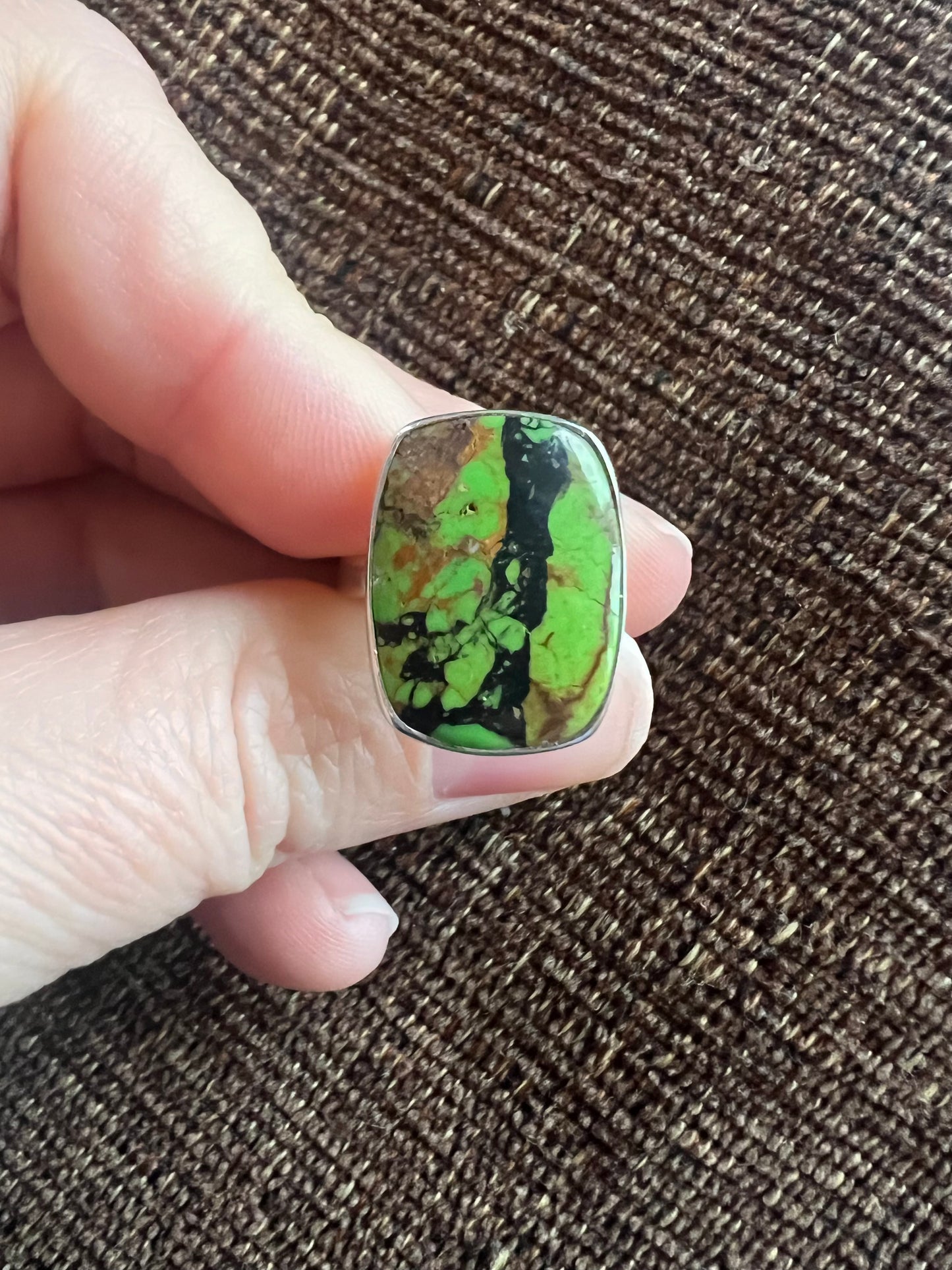 Green Copper Turquoise Ring | Size 6