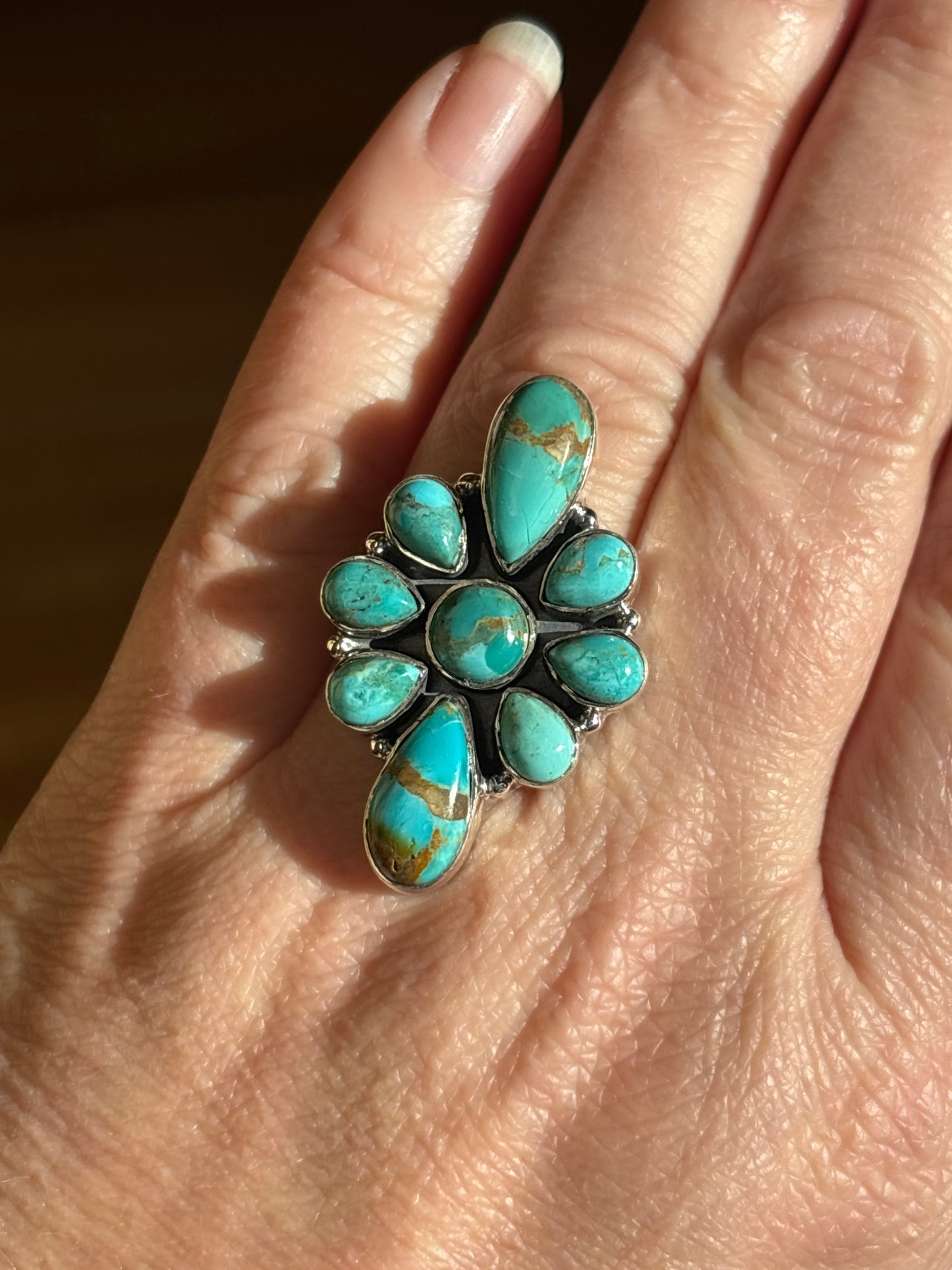 Turquoise Cluster Ring | Adjustable