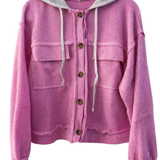 Brushed Hacci Hooded Shacket