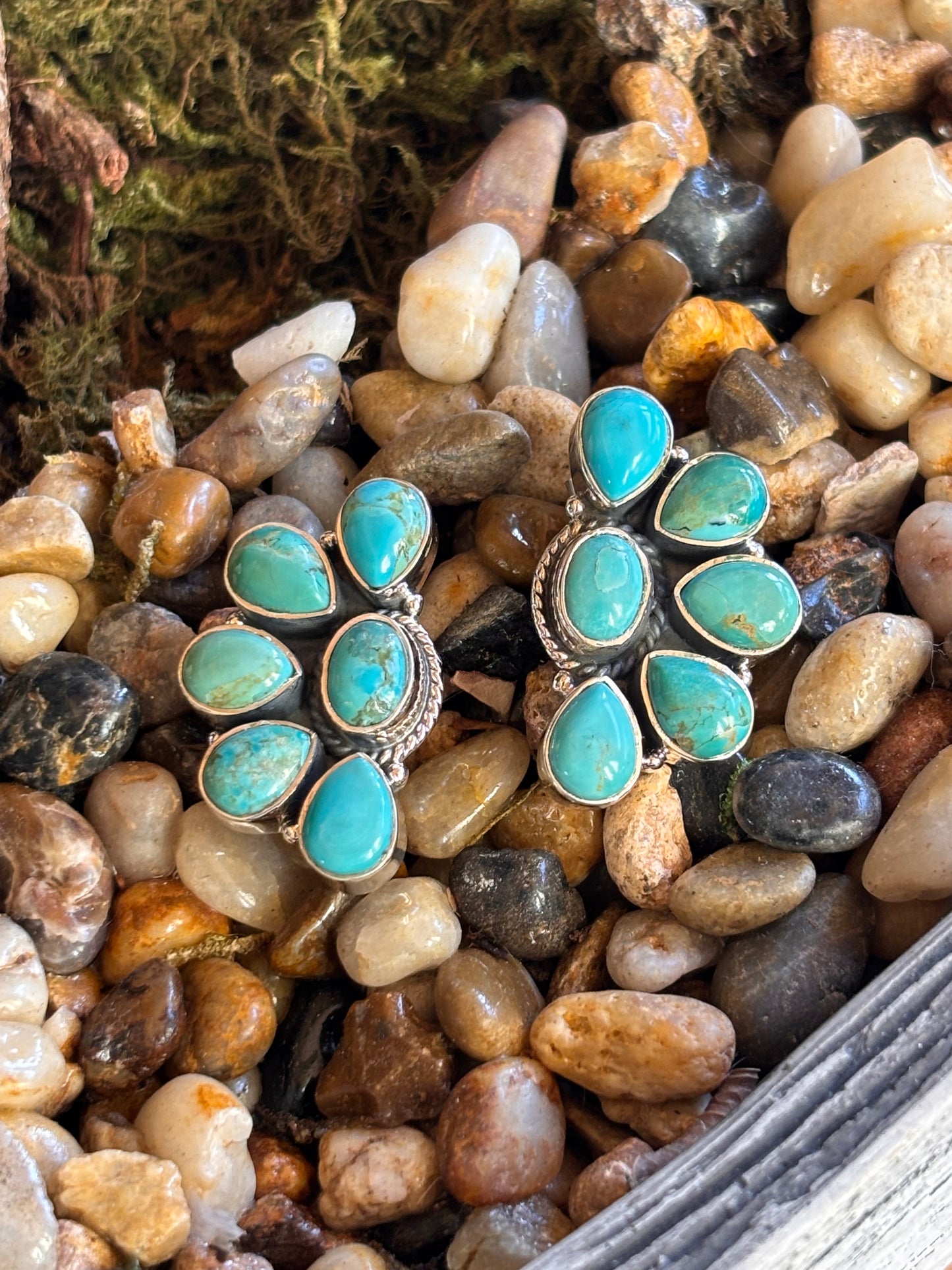 Turquoise half cluster earrings