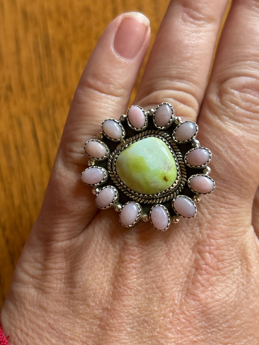 Palomino & Pink Opal Ring | Adj.