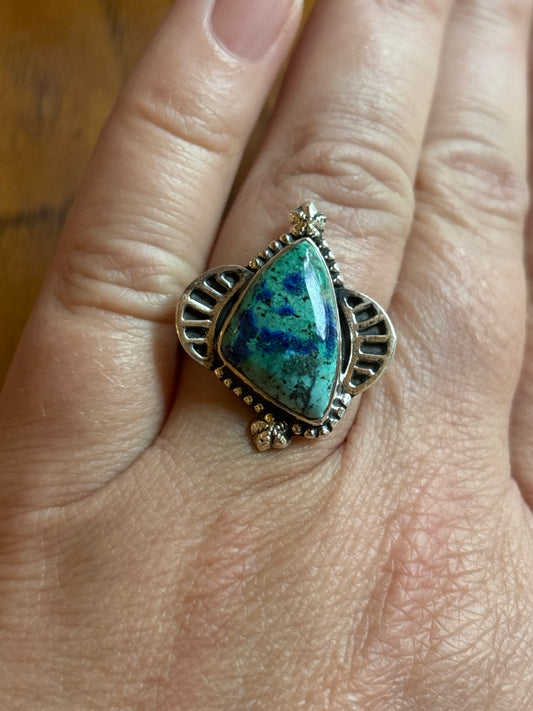 Blue Bird Turquoise & Azurite Ring | Size 9