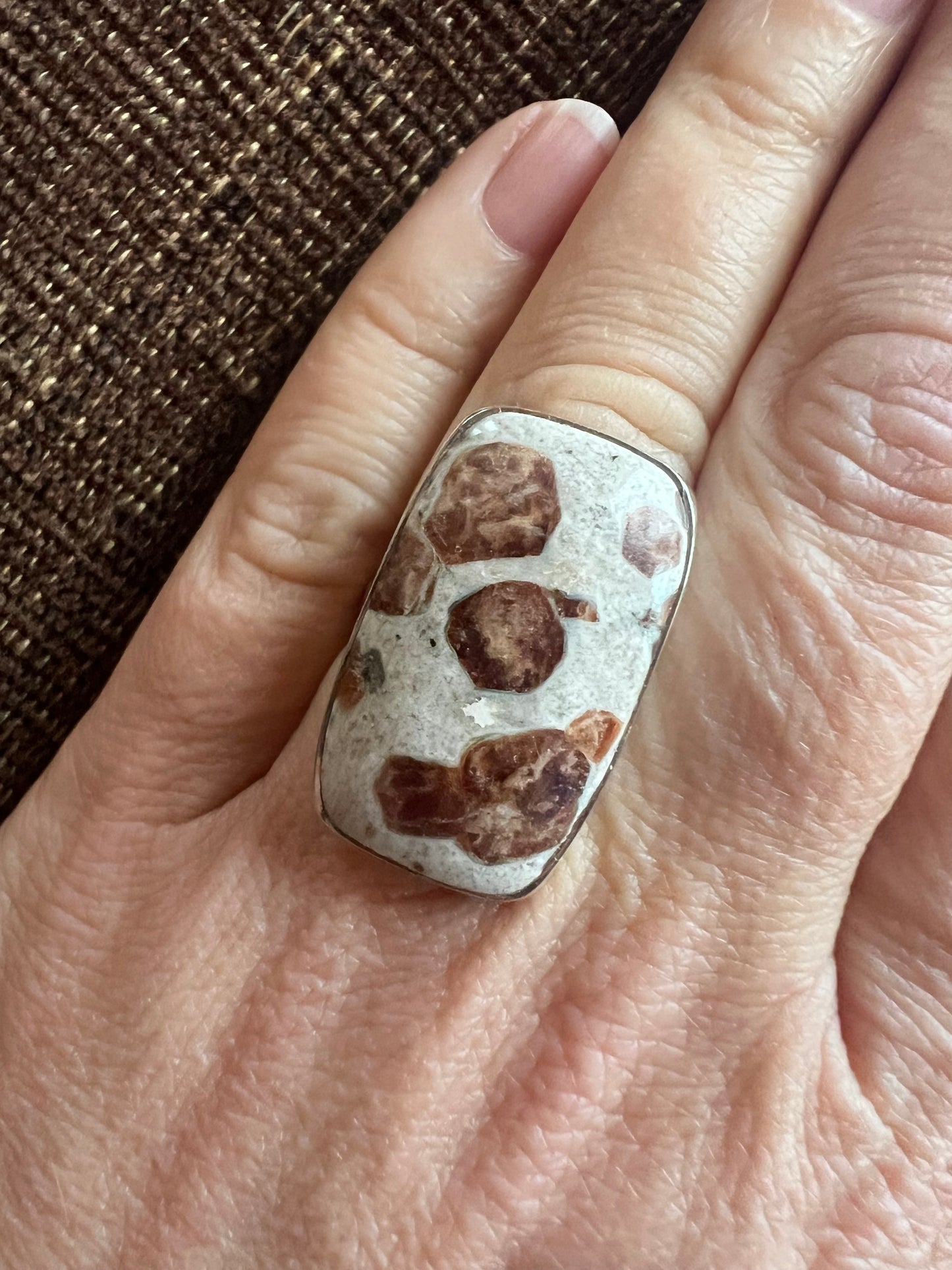 Garnet Limestone Ring | Adjustable