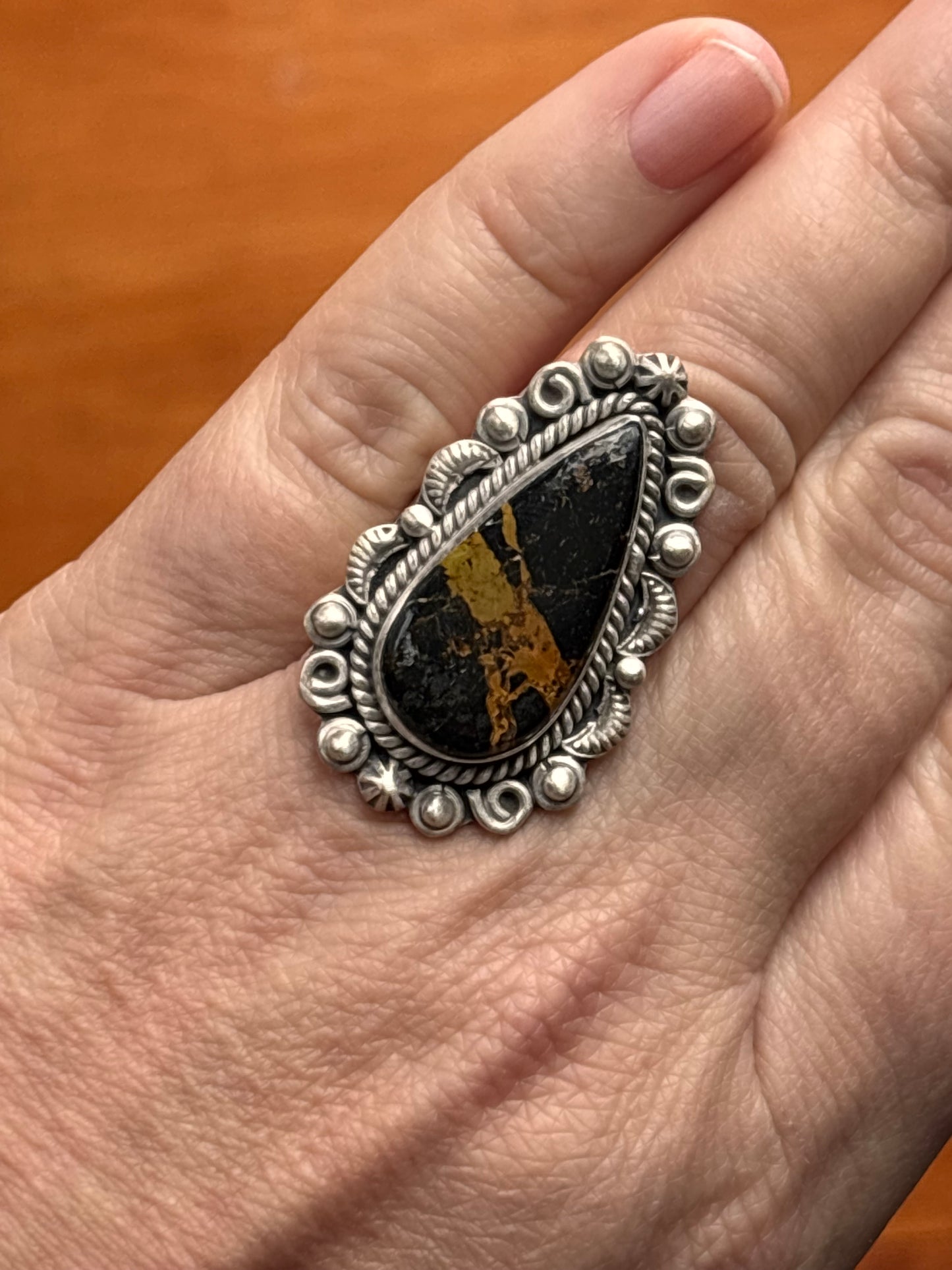 Black Jack Turquoise Ring |Adjustable