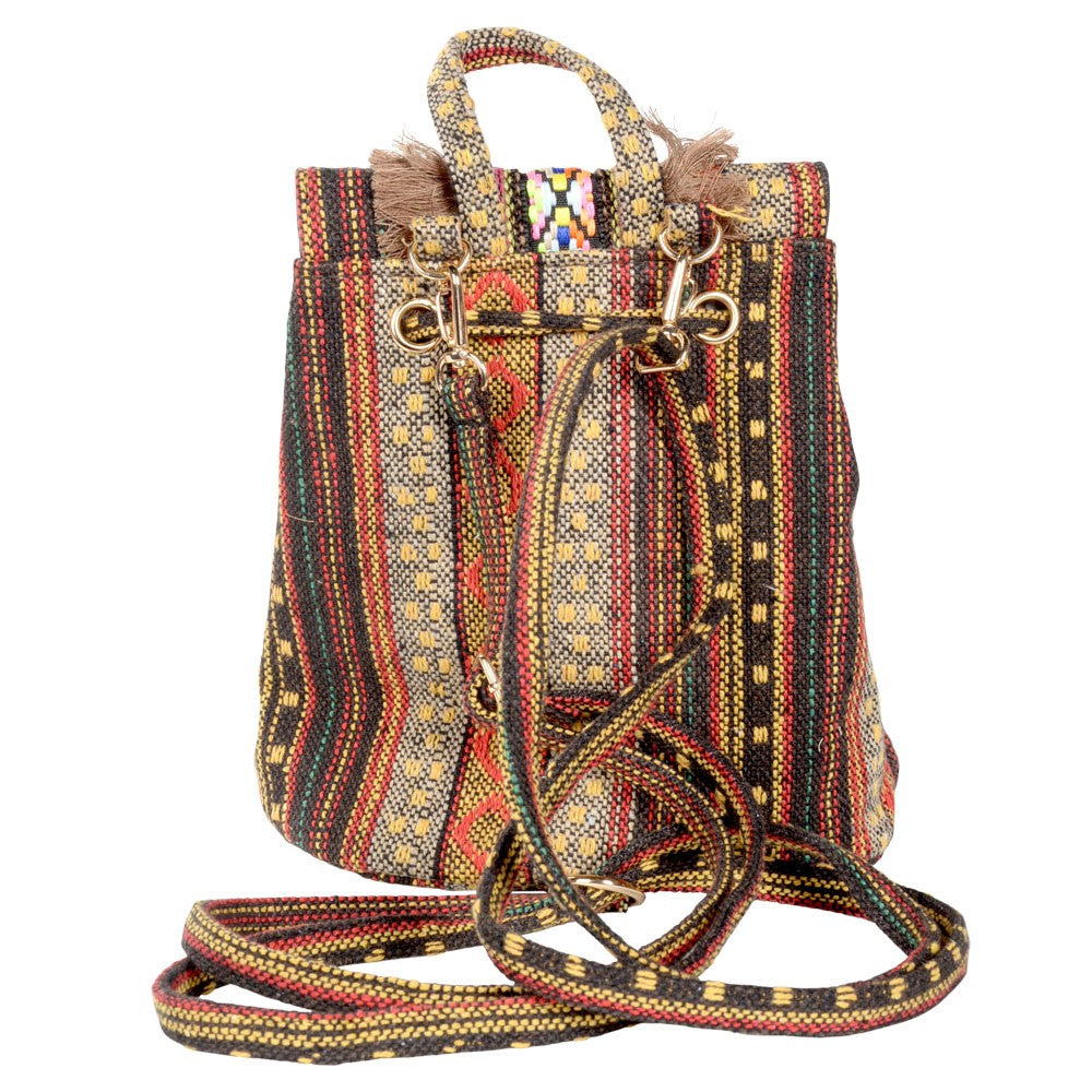 Gold Tones Small Backpack with Fringe