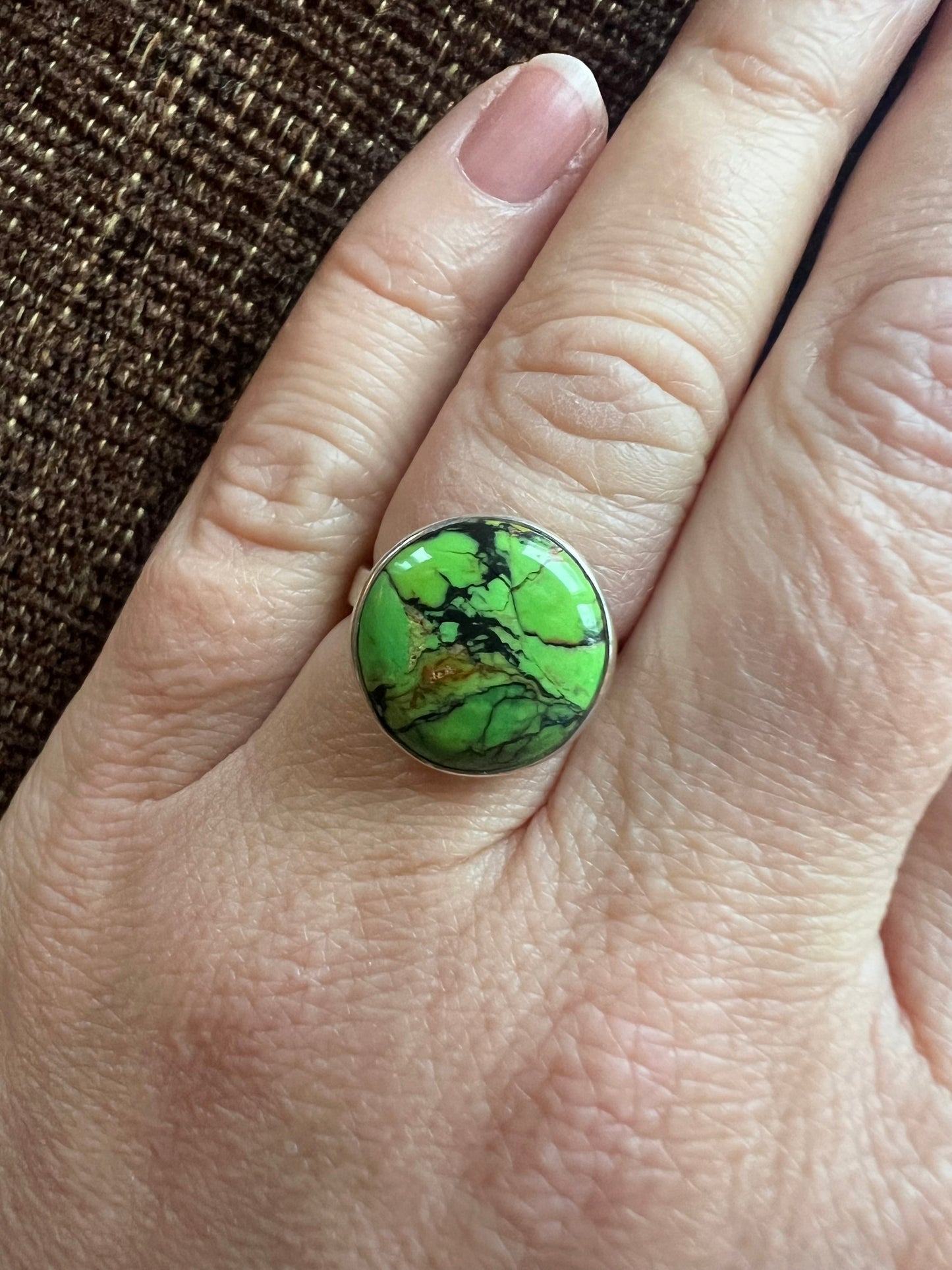 Green Copper Turquoise Ring | Size 7