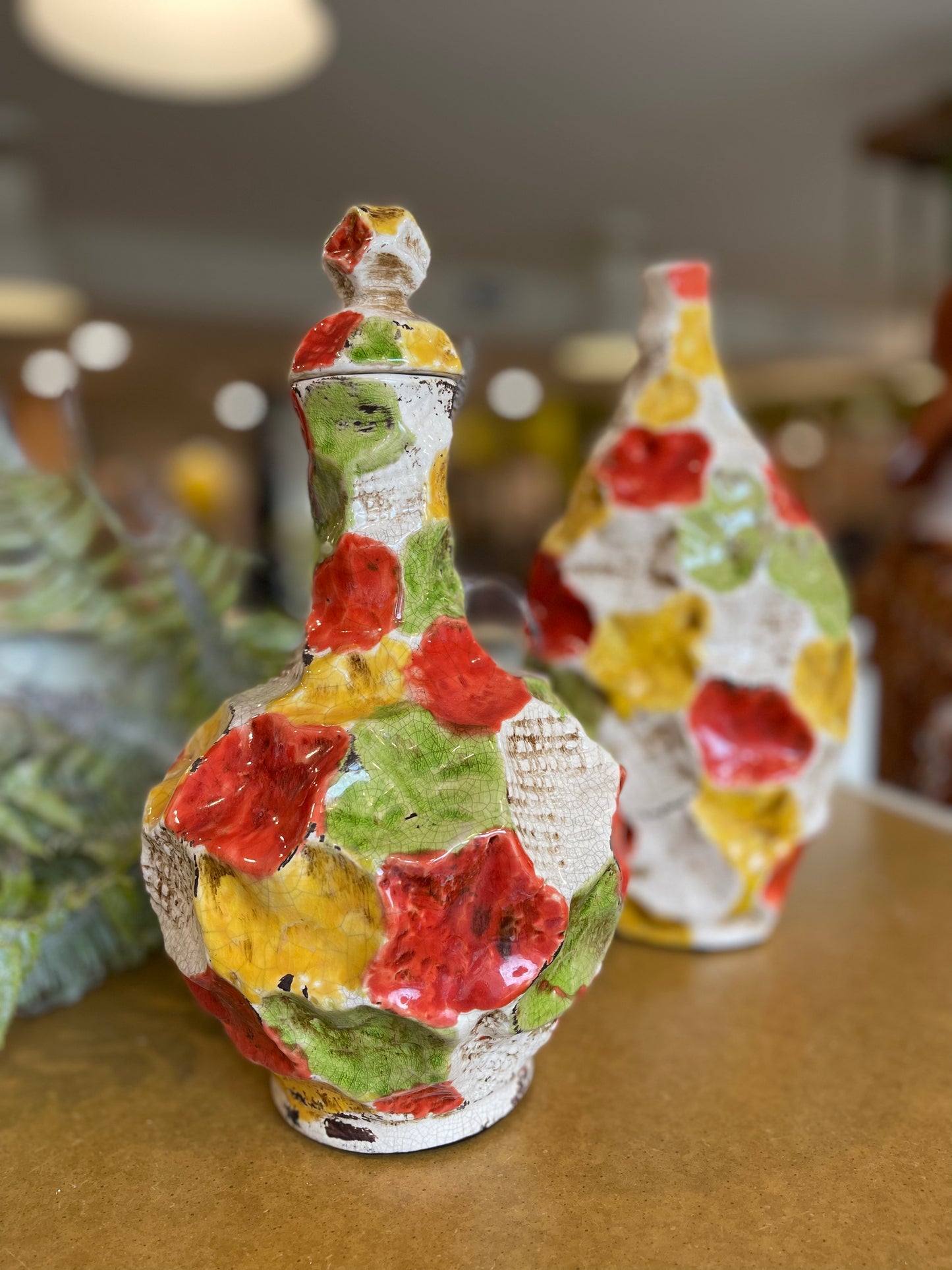 Colorful Vase With Lid Pottery