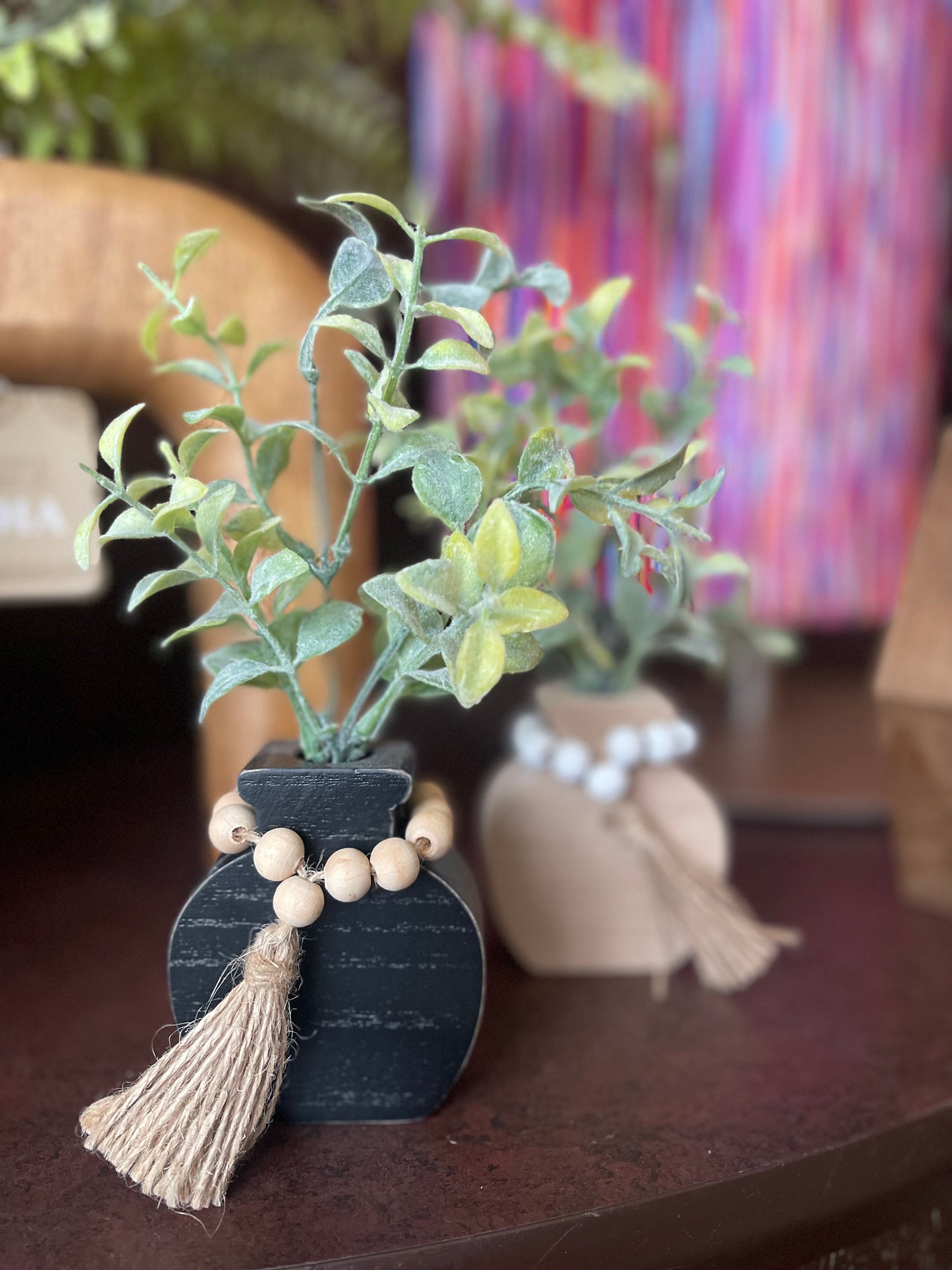 Small Wooden Vase With plant