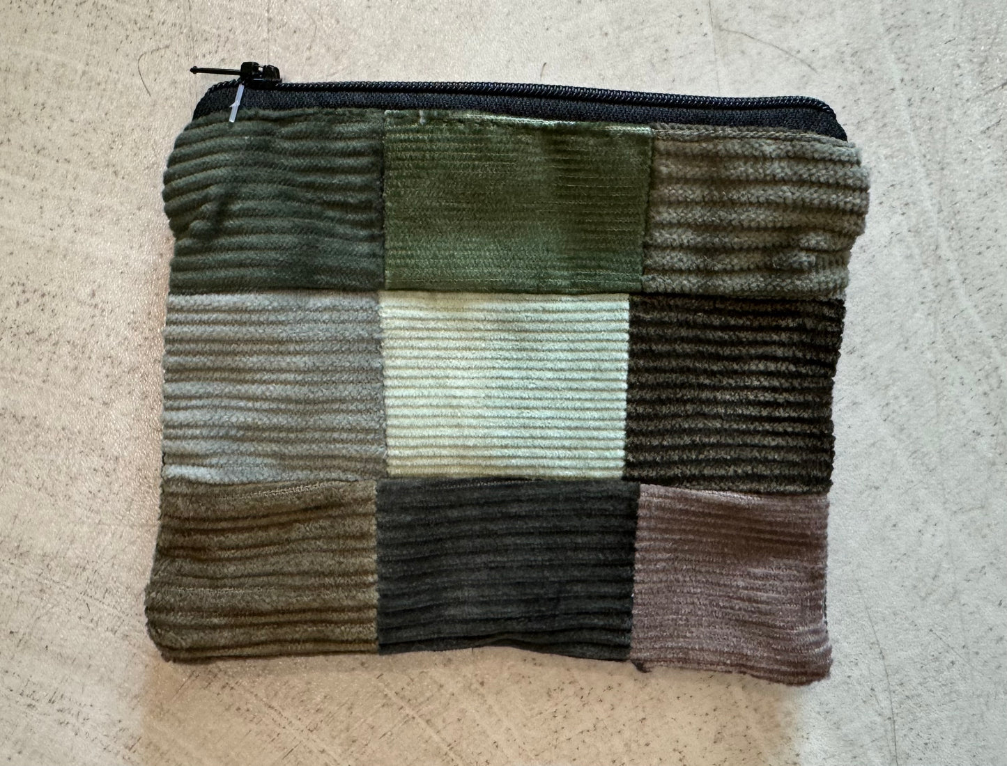 Patchwork Corduroy Zippered Coin Purse