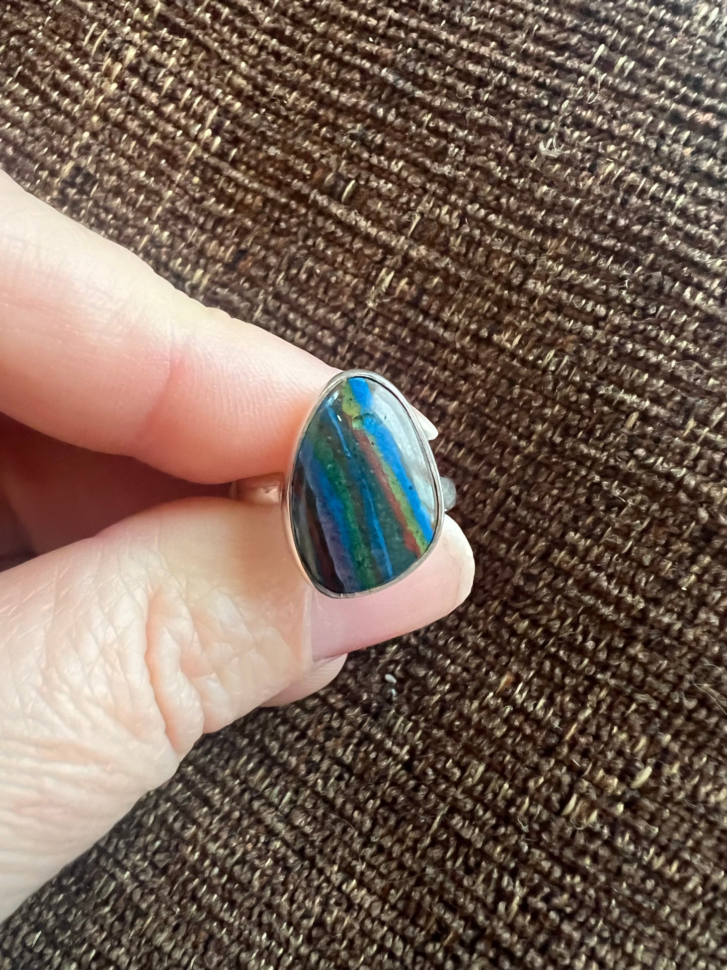 Rainbow Calsilica Ring | Size 6