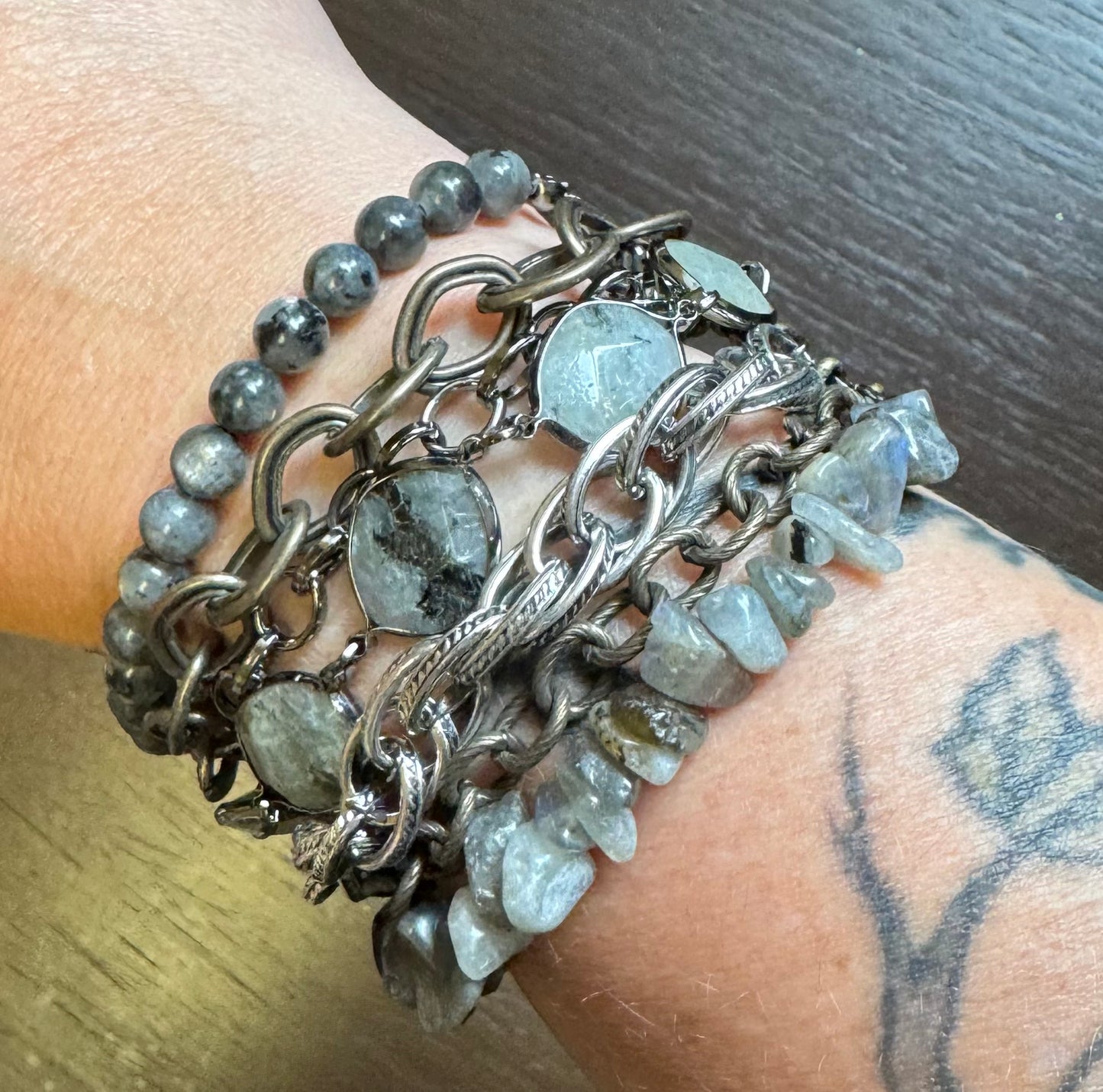 Stacked Boho Labradorite & Chain Bracelet | Lost & Found Trading Co.