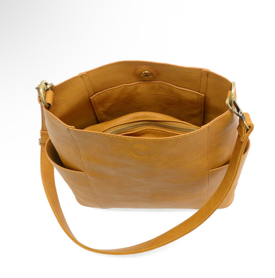 Kayleigh Side Pocket Bucket Bag with Bonus Snap-in Crossbody