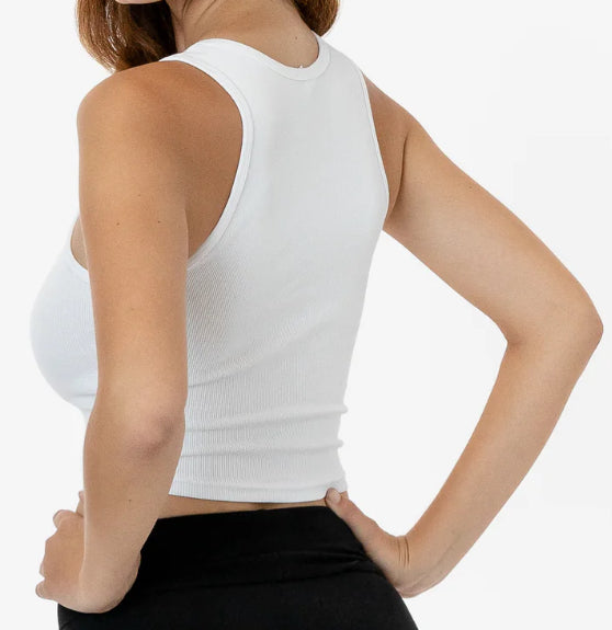 White Ribbed Crop Tank | MTS