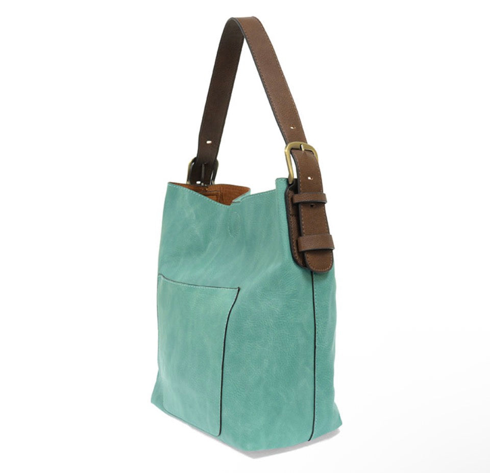 Classic SeaGlass & Brown Hobo Handbag with Bonus Crossbody