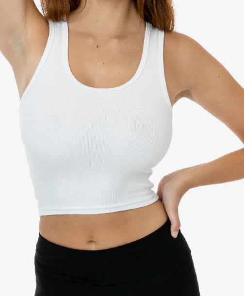 White Ribbed Crop Tank | MTS