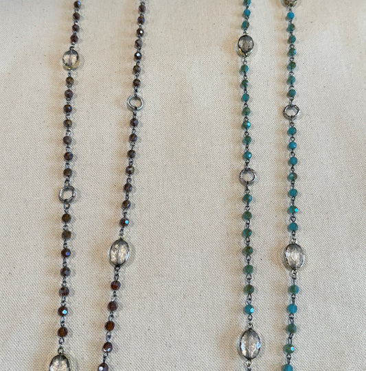 Long Glass Bead Rosary Style Necklace | Lost & Found Trading Co.