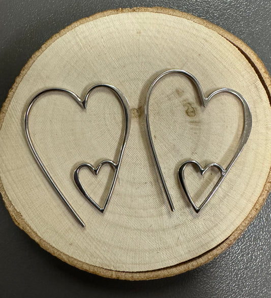 Heart In Heart Threader Earrings