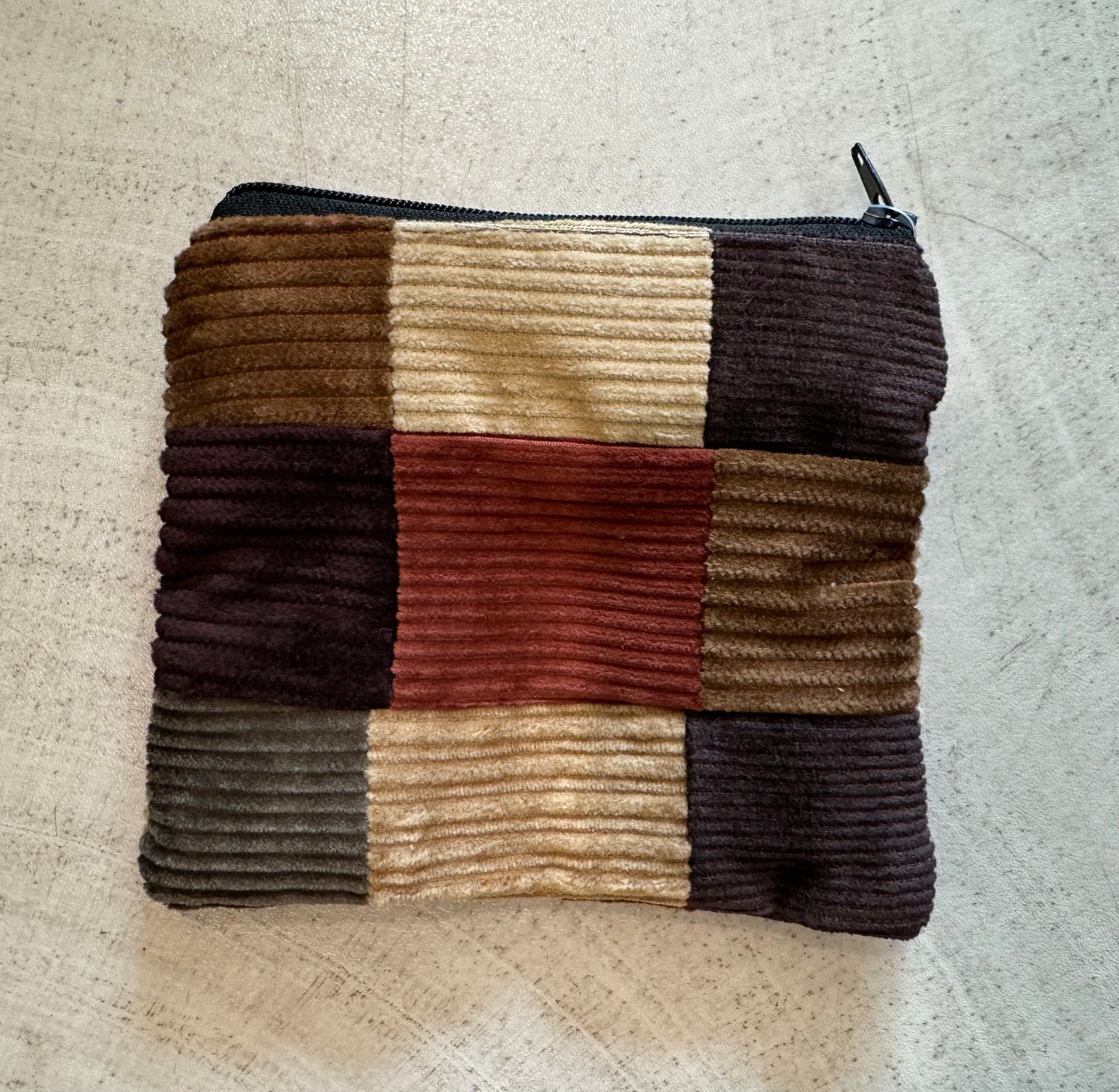 Patchwork Corduroy Zippered Coin Purse