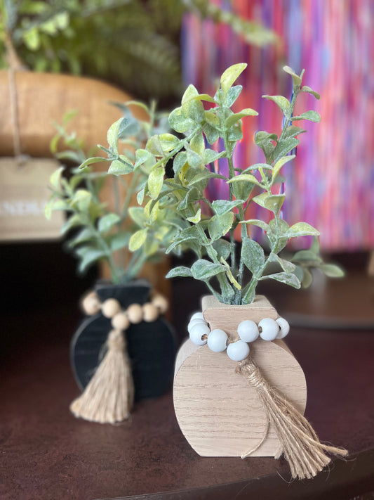 Small Wooden Vase With plant