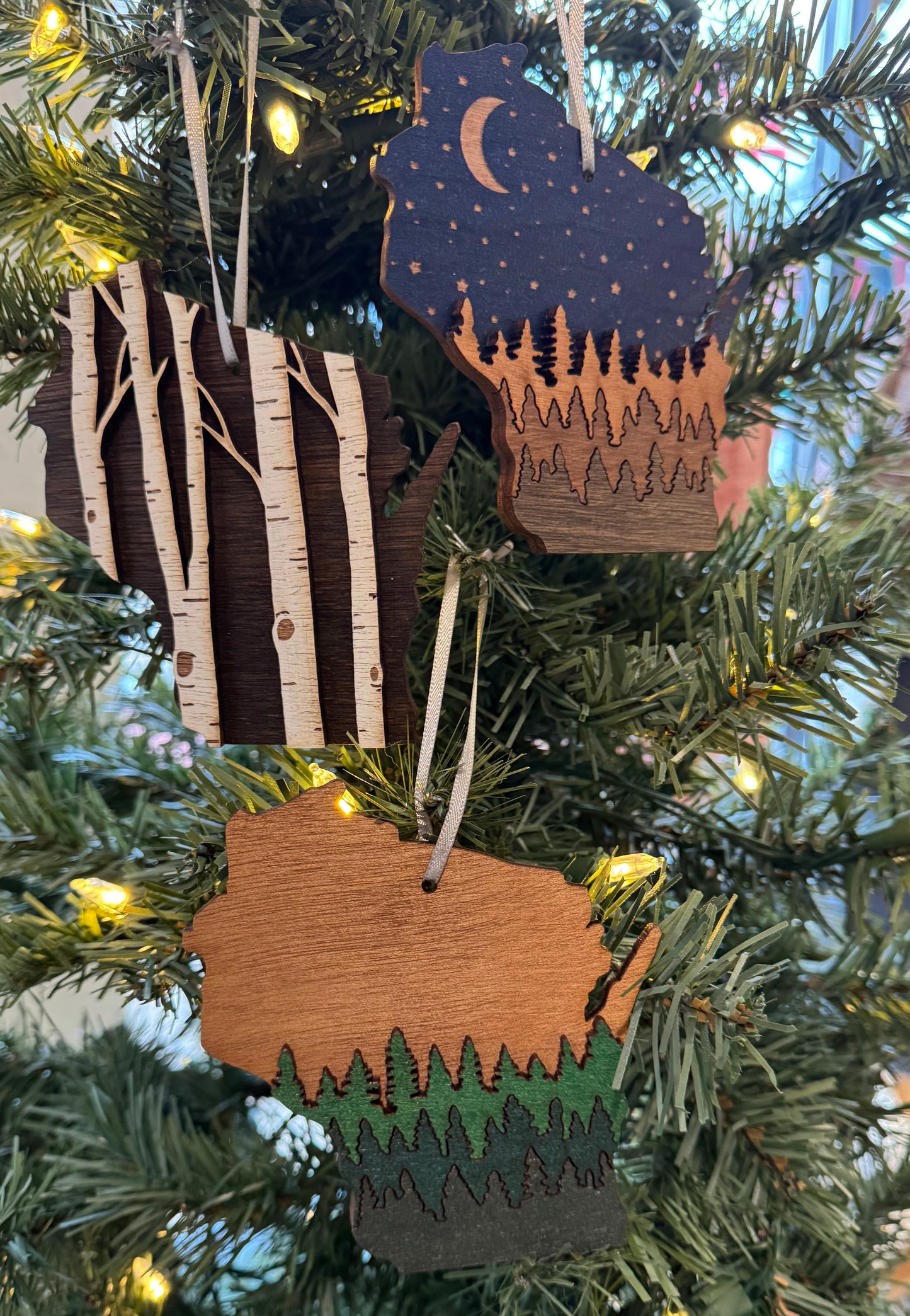 Wooden WI Ornaments | Knit & Nailed