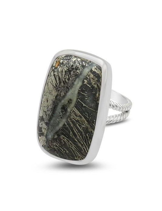Feather Pyrite Ring |