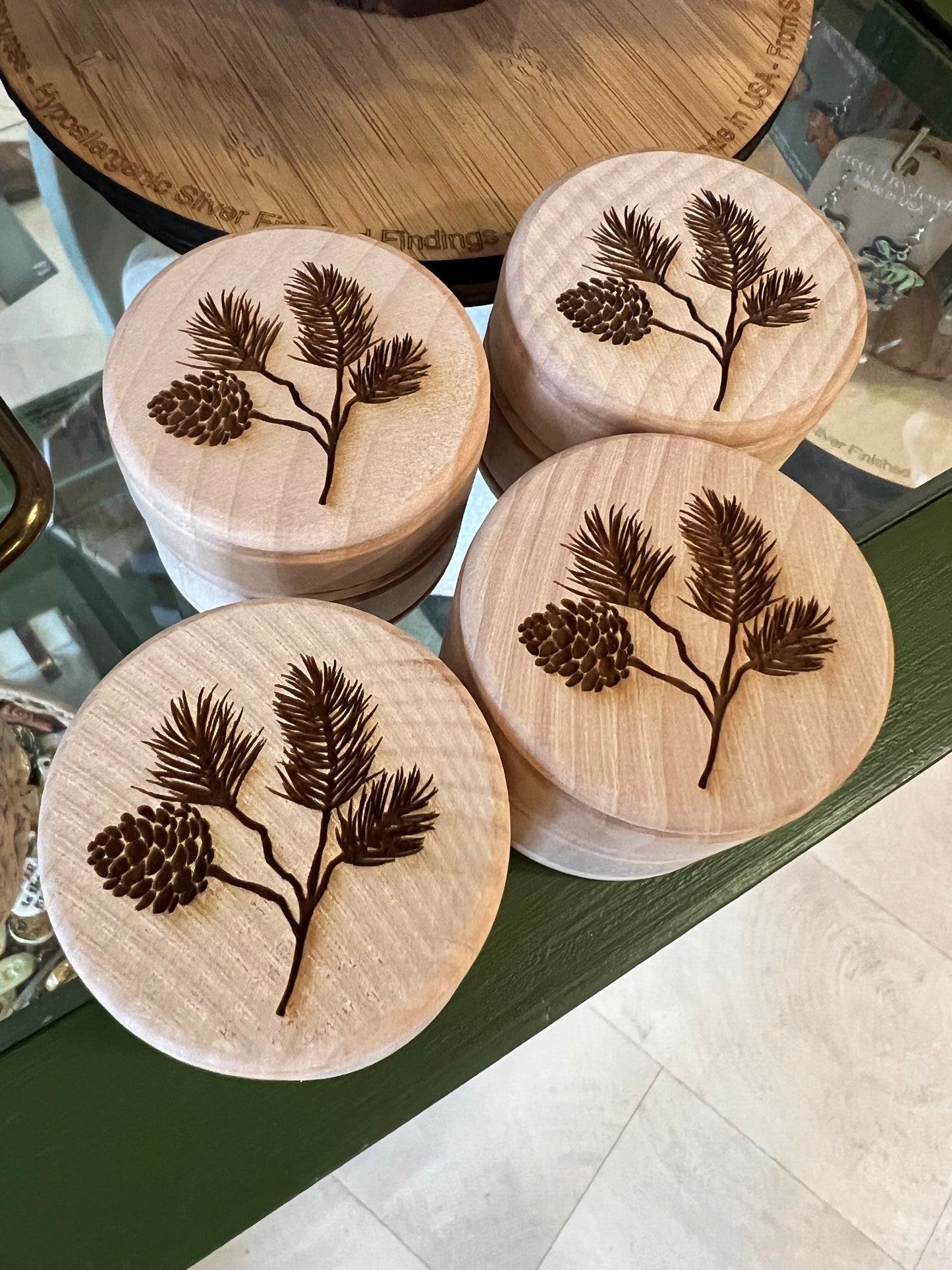 Pinecone Wood Trinket Box