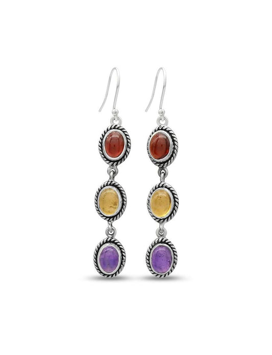 Amethyst Garnet Citrine Earrings