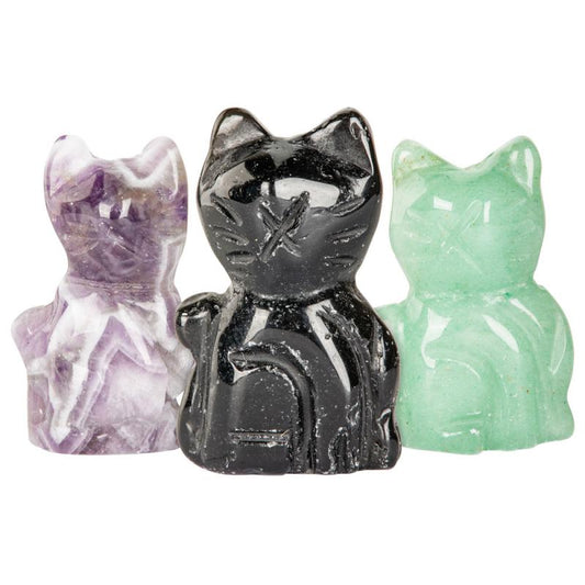 Gemstone Cat Figurines