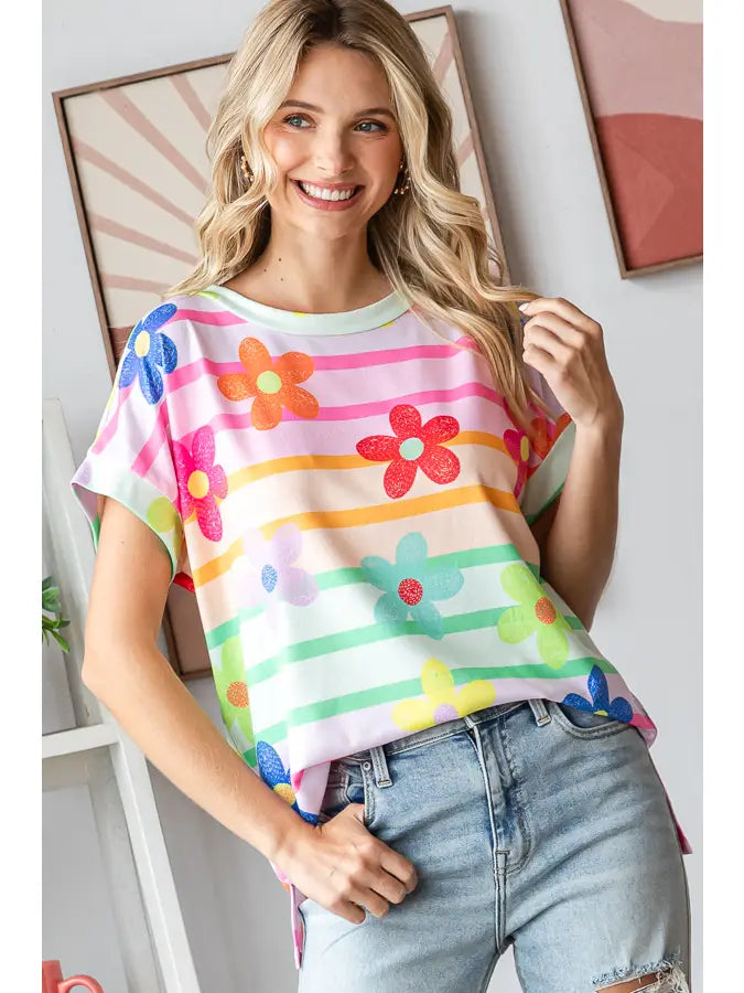 Rainbow Floral Top | 7th Ray