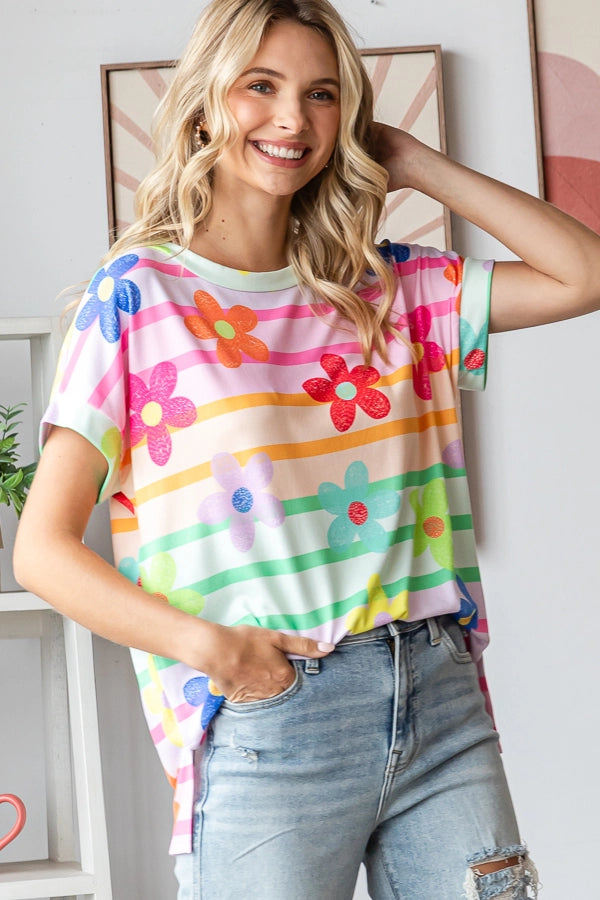 Rainbow Floral Top | 7th Ray