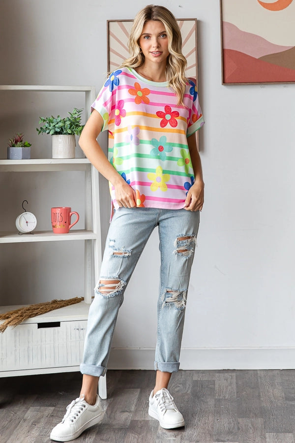 Rainbow Floral Top | 7th Ray