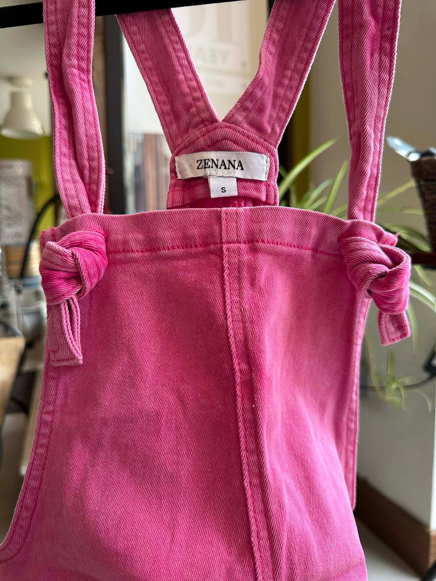 Washed Knot Strap Zenana Denim Romper