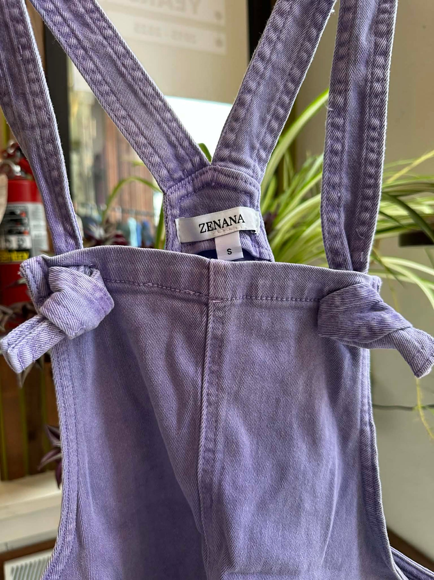 Washed Knot Strap Zenana Denim Romper