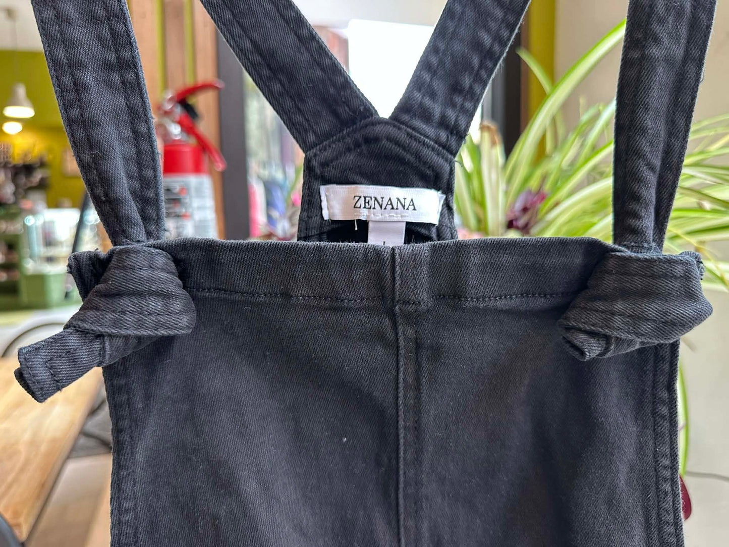 Washed Knot Strap Zenana Denim Romper