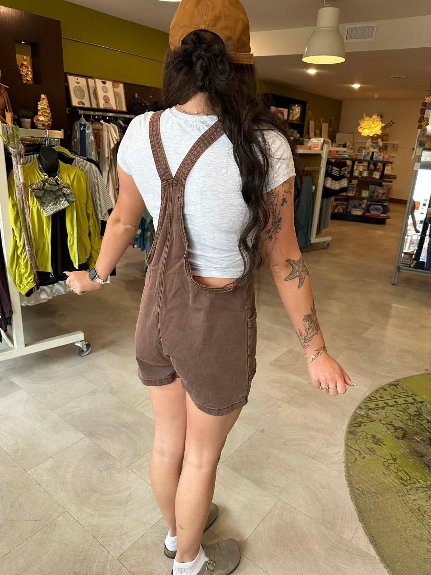 Washed Knot Strap Zenana Denim Romper