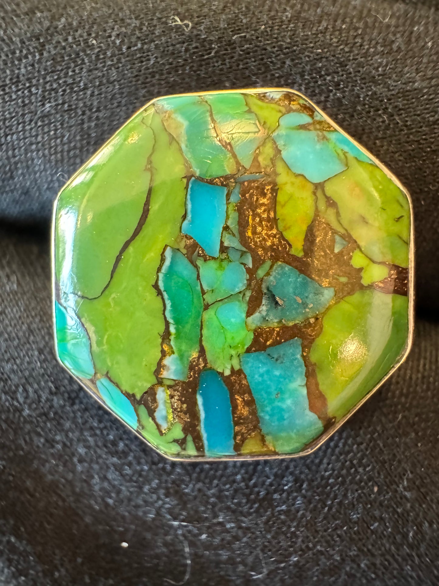 Blue Turquoise in Green Mojave Ring | Size 7.5