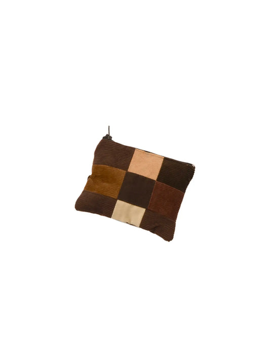 Patchwork Corduroy Zippered Coin Purse