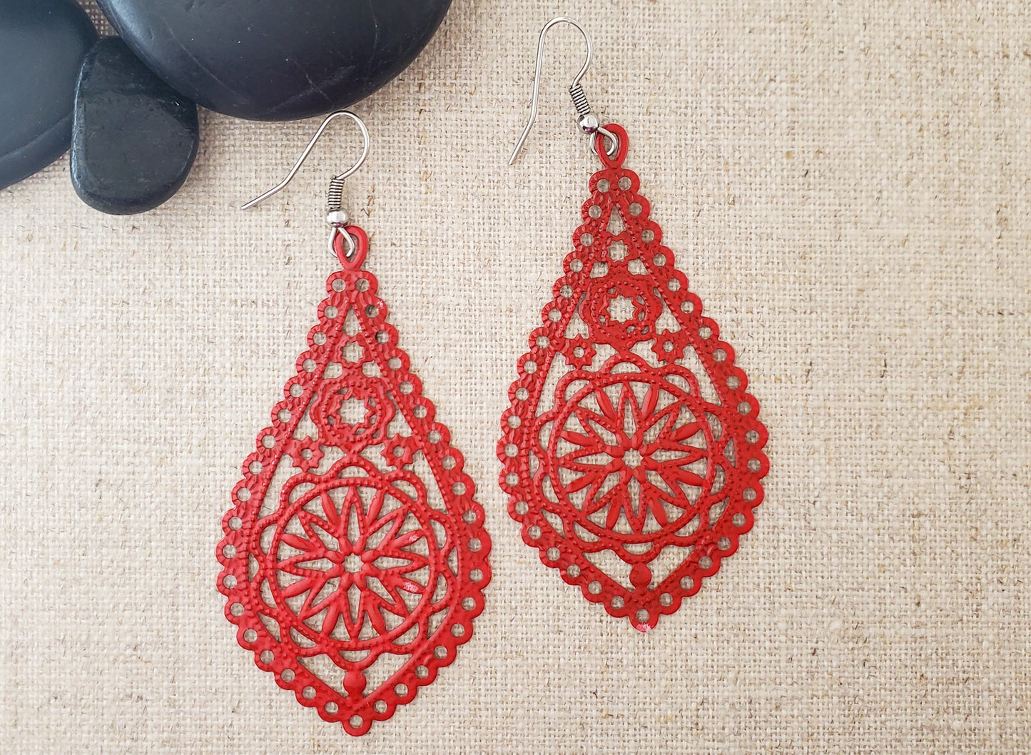 Large Filigree Teardrop Earrings | by Covaly